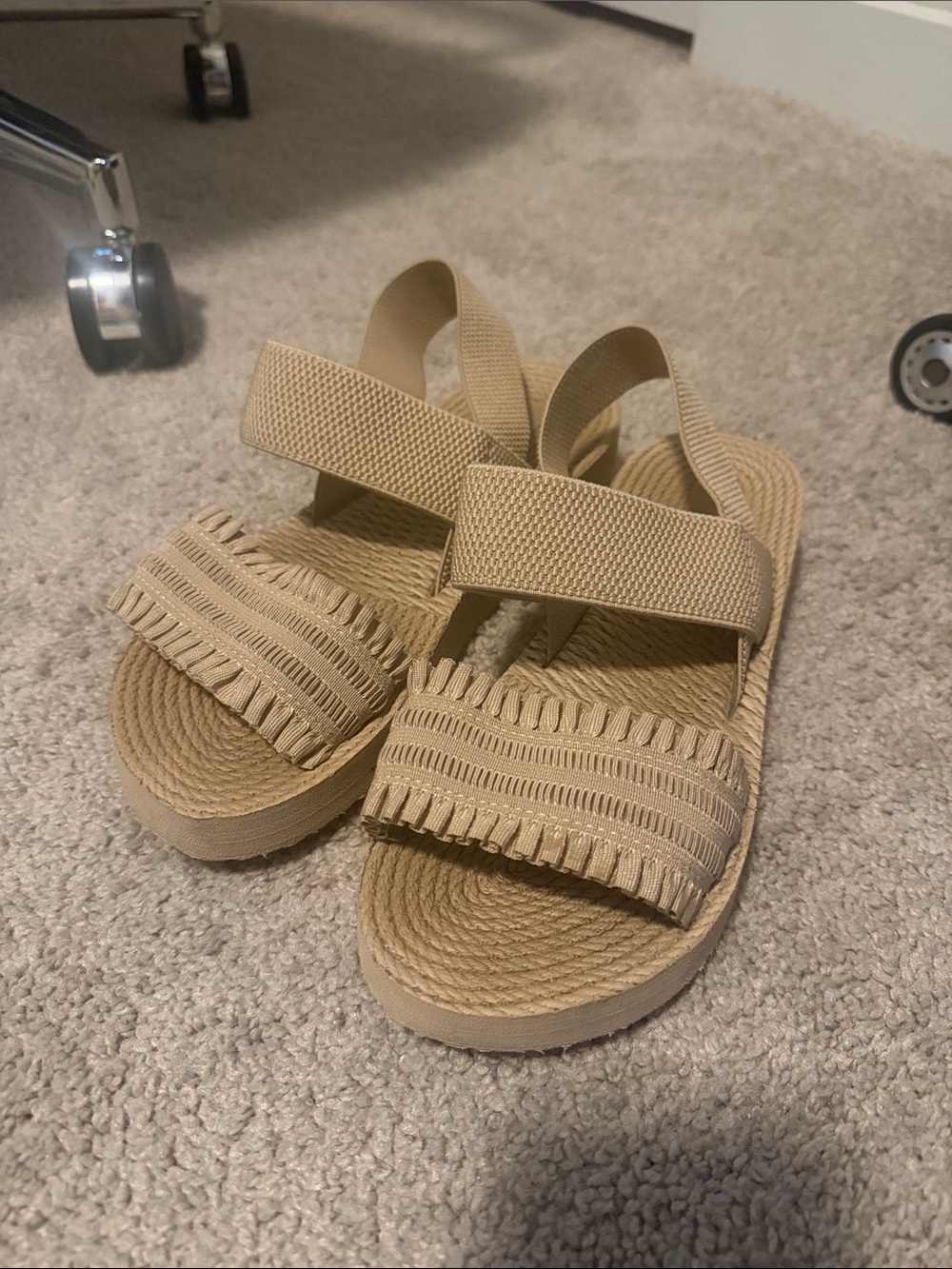 SHEIN Tan Elastic Strap Platform Sandals